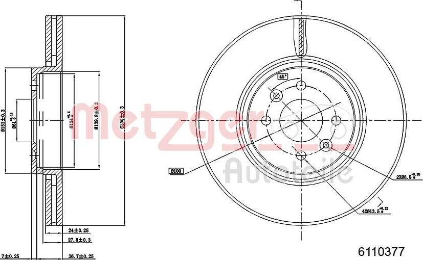 Metzger 6110377 - Brake Disc autospares.lv