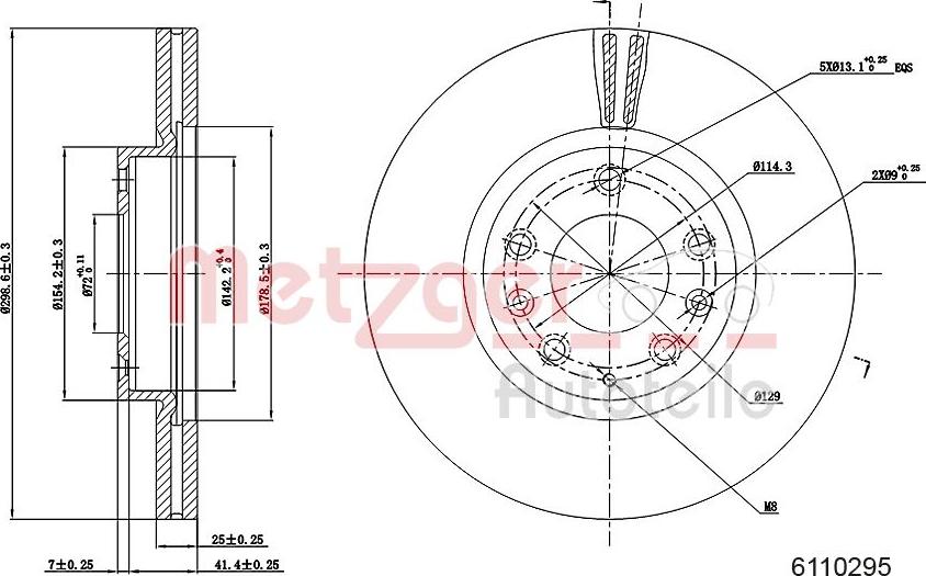 Metzger 6110295 - Brake Disc autospares.lv