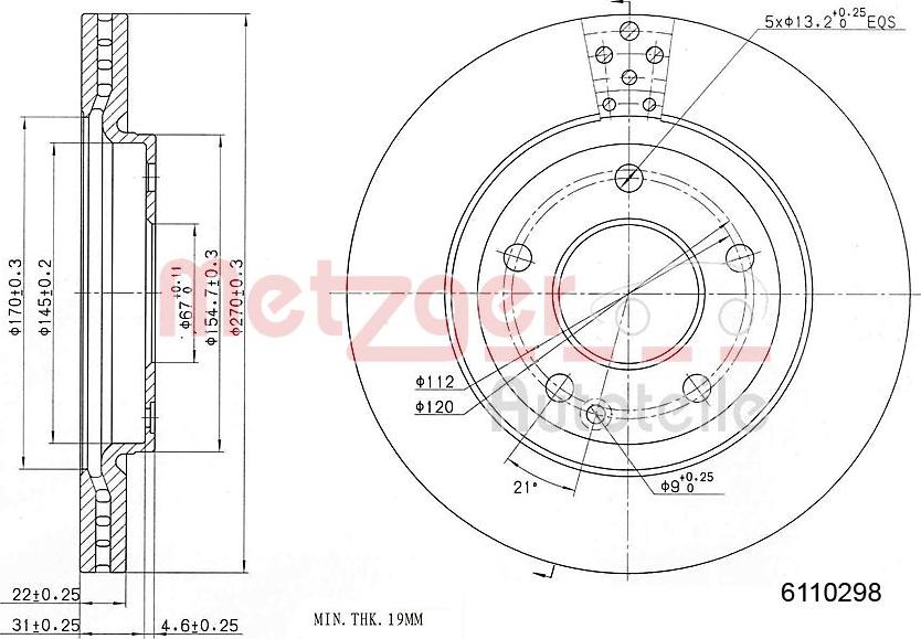 Metzger 6110298 - Brake Disc autospares.lv