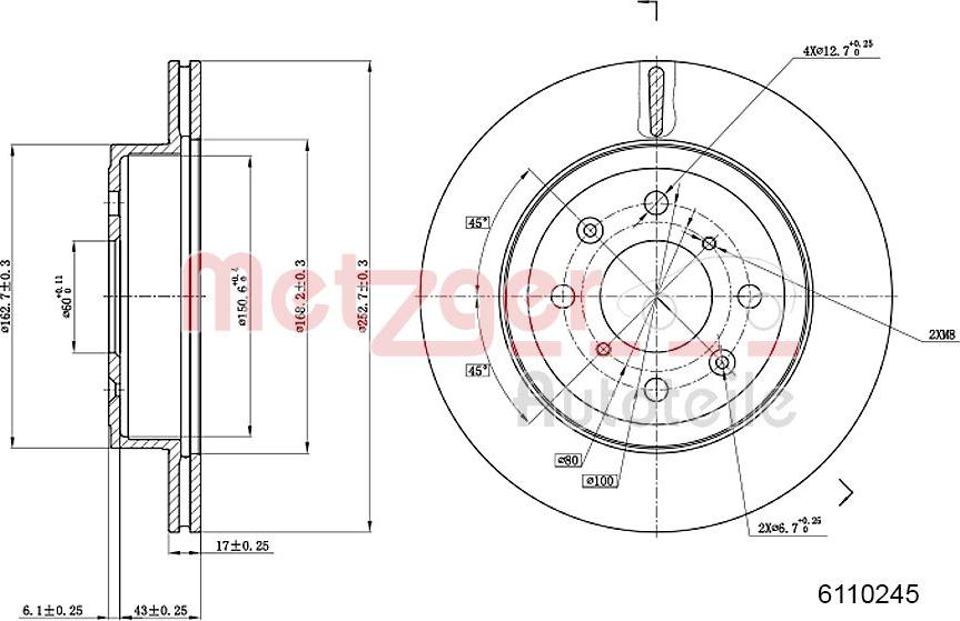 Metzger 6110245 - Brake Disc autospares.lv