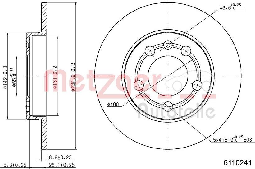 Metzger 6110241 - Brake Disc autospares.lv