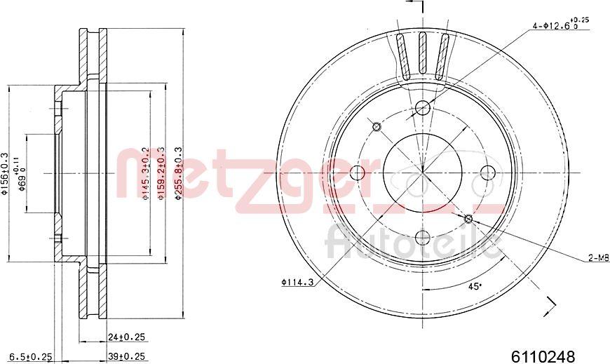 Metzger 6110248 - Brake Disc autospares.lv