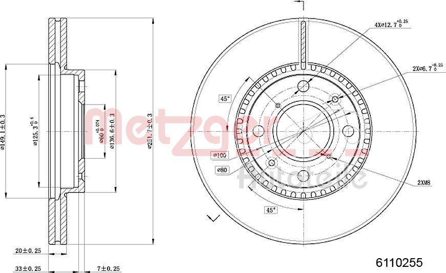 Metzger 6110255 - Brake Disc autospares.lv