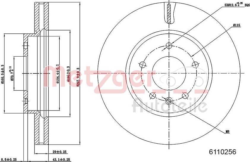 Metzger 6110256 - Brake Disc autospares.lv