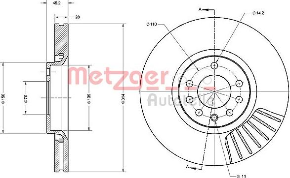 Metzger 6110251 - Brake Disc autospares.lv