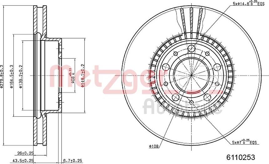 Metzger 6110253 - Brake Disc autospares.lv