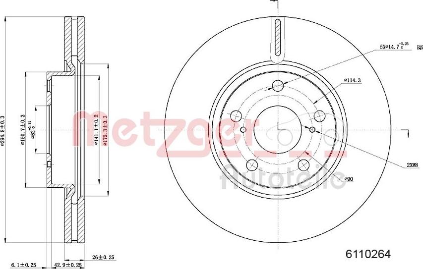 Metzger 6110264 - Brake Disc autospares.lv