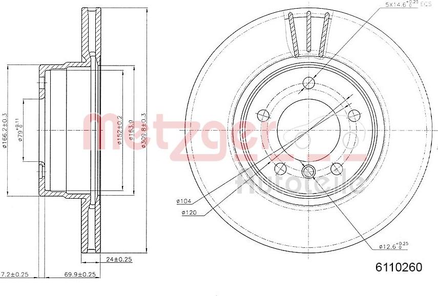 Metzger 6110260 - Brake Disc autospares.lv