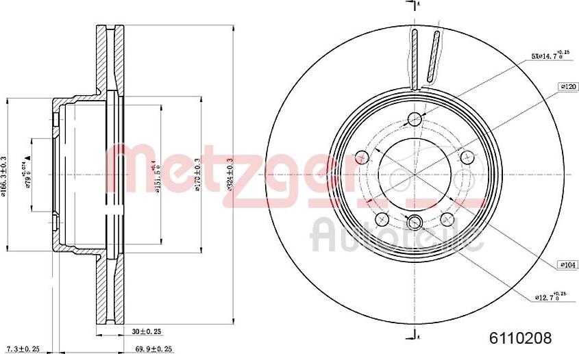 Metzger 6110208 - Brake Disc autospares.lv