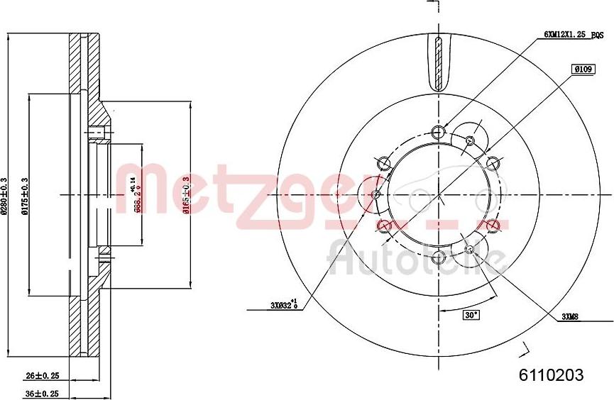 Metzger 6110203 - Brake Disc autospares.lv