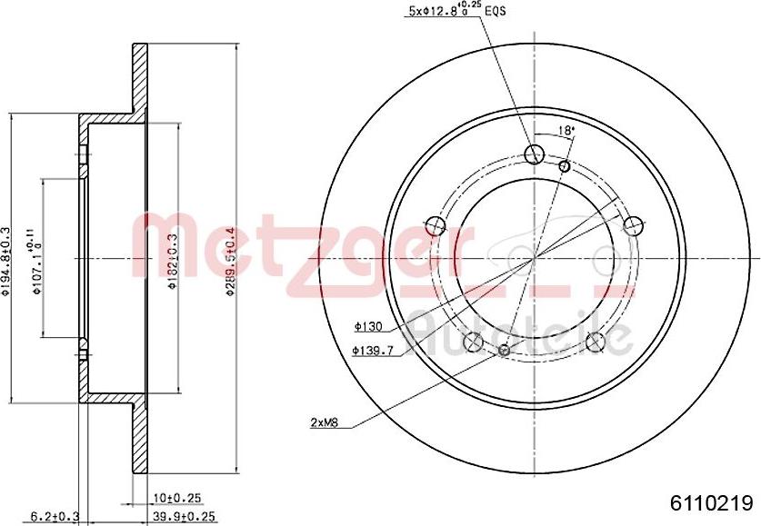 Metzger 6110219 - Brake Disc autospares.lv