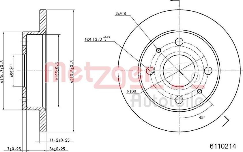 Metzger 6110214 - Brake Disc autospares.lv