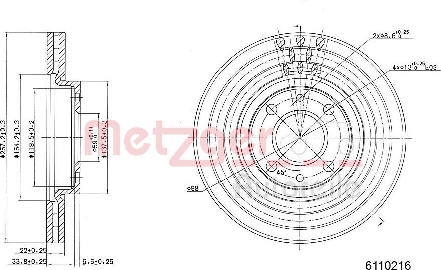 Metzger 6110216 - Brake Disc autospares.lv