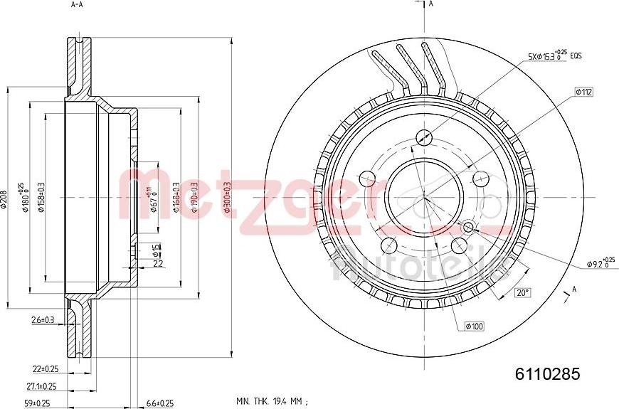 Metzger 6110285 - Brake Disc autospares.lv