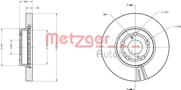 Metzger 6110280 - Brake Disc autospares.lv