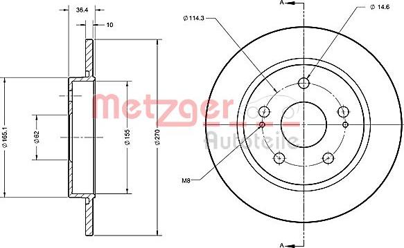 Metzger 6110234 - Brake Disc autospares.lv