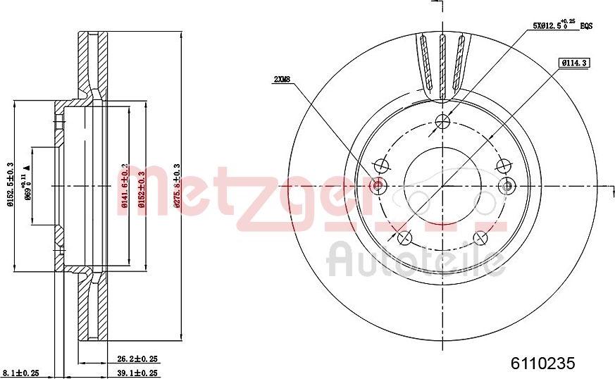 Metzger 6110235 - Brake Disc autospares.lv