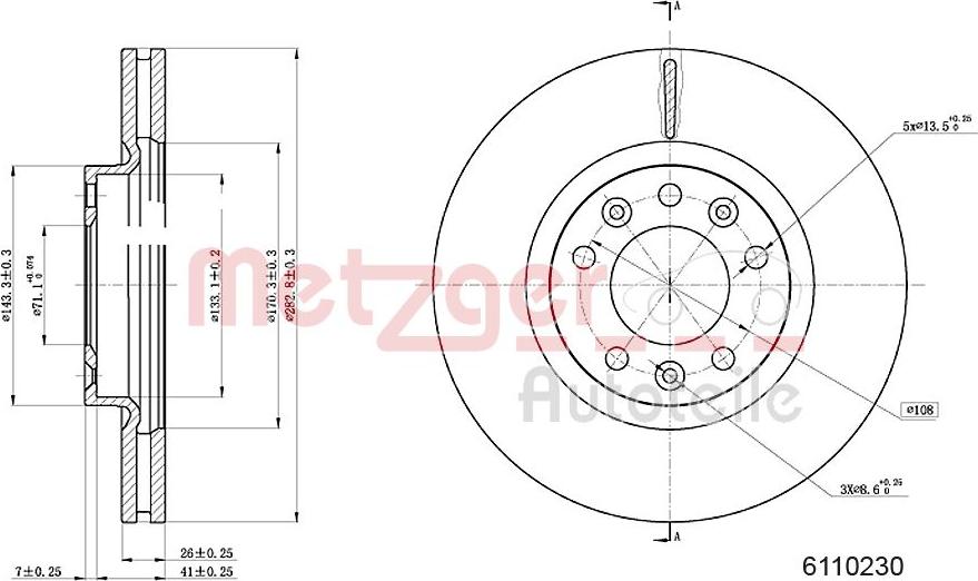 Metzger 6110230 - Brake Disc autospares.lv