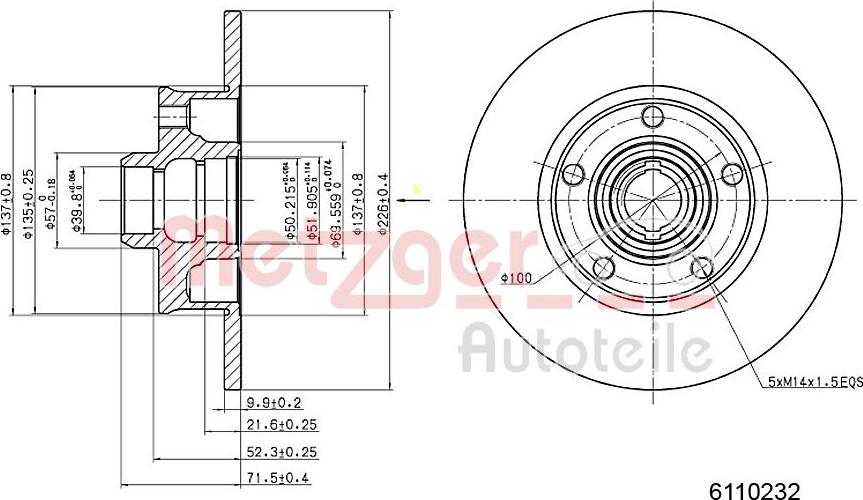 Metzger 6110232 - Brake Disc autospares.lv