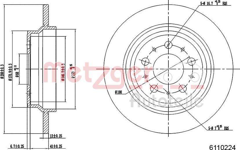 Metzger 6110224 - Brake Disc autospares.lv