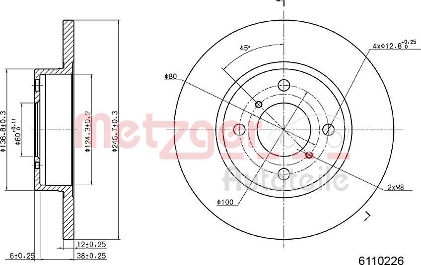 Metzger 6110226 - Brake Disc autospares.lv