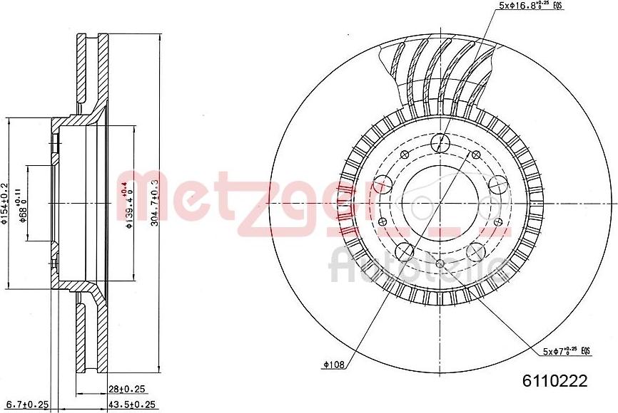 Metzger 6110222 - Brake Disc autospares.lv