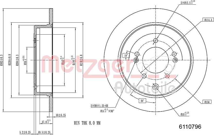 Metzger 6110796 - Brake Disc autospares.lv