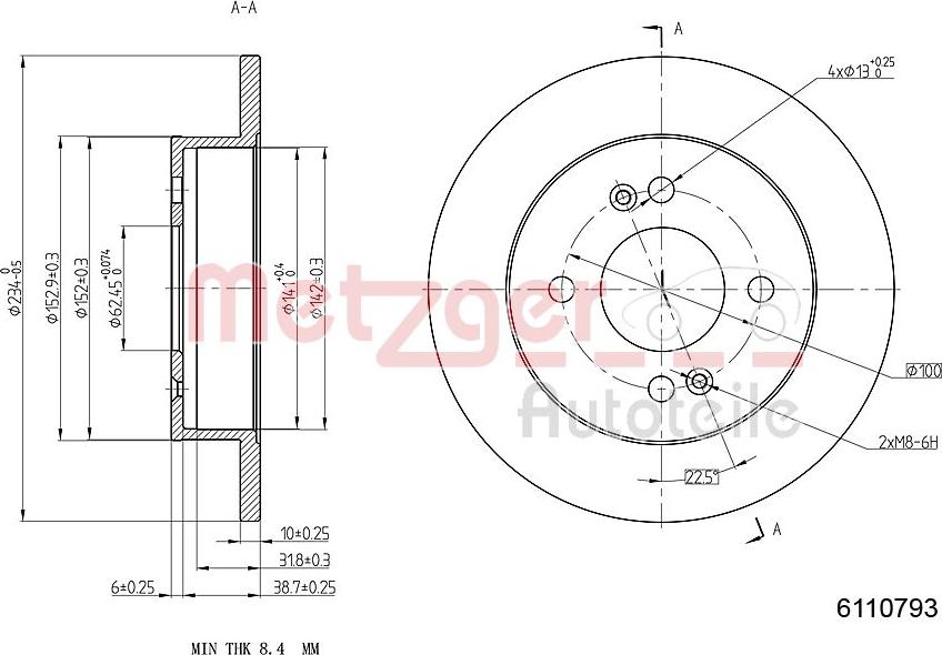 Metzger 6110793 - Brake Disc autospares.lv