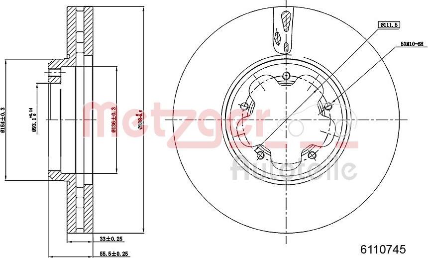 Metzger 6110745 - Brake Disc autospares.lv