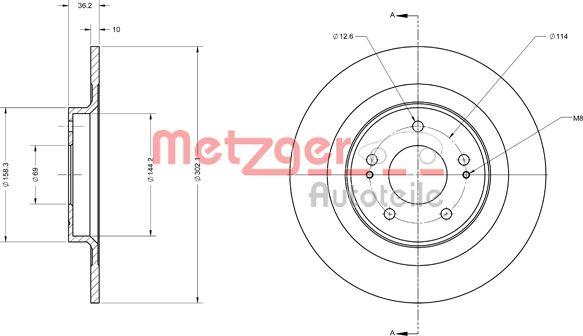 Metzger 6110741 - Brake Disc autospares.lv