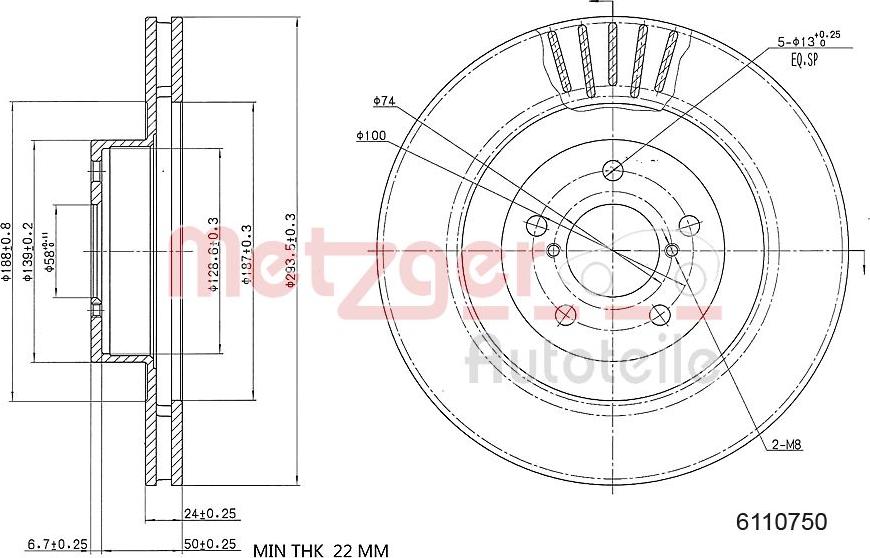 Metzger 6110750 - Brake Disc autospares.lv