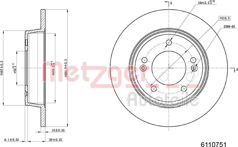 Metzger 6110751 - Brake Disc autospares.lv