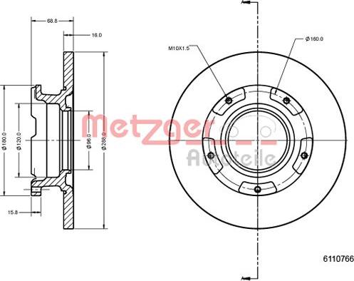 Metzger 6110766 - Brake Disc autospares.lv