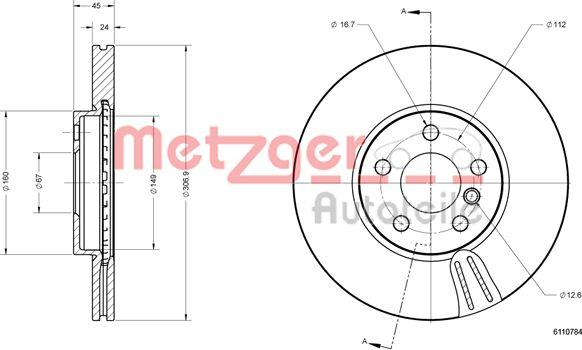 Metzger 6110784 - Brake Disc autospares.lv