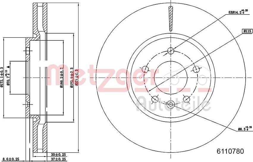 Metzger 6110780 - Brake Disc autospares.lv