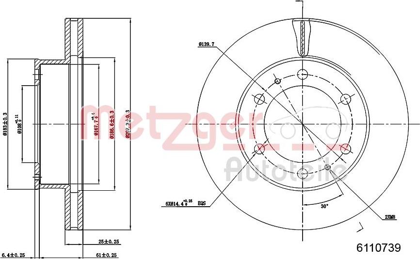 Metzger 6110739 - Brake Disc autospares.lv