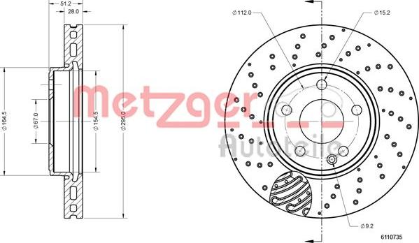 Metzger 6110735 - Brake Disc autospares.lv