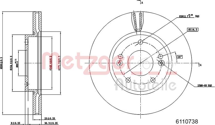 Metzger 6110738 - Brake Disc autospares.lv