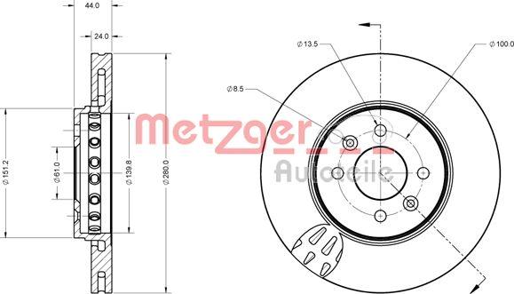 Metzger 6110729 - Brake Disc autospares.lv