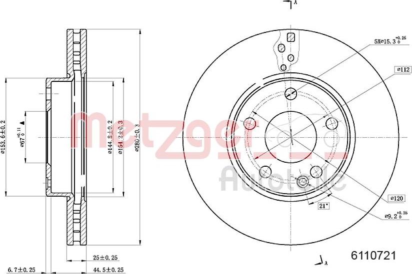 Metzger 6110721 - Brake Disc autospares.lv