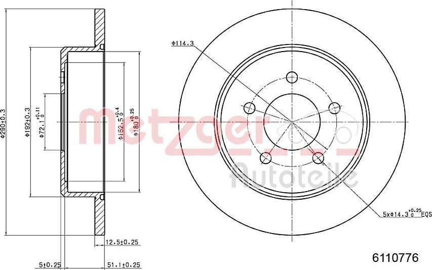 Metzger 6110776 - Brake Disc autospares.lv