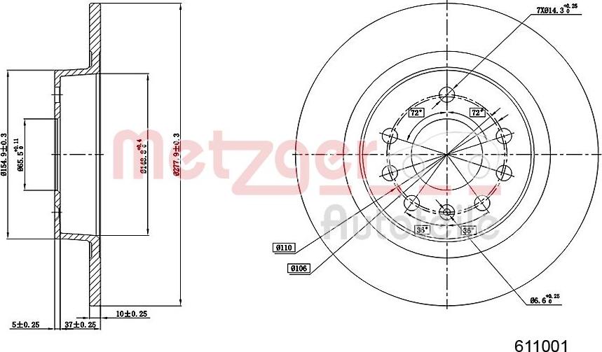 Metzger 6111001 - Brake Disc autospares.lv