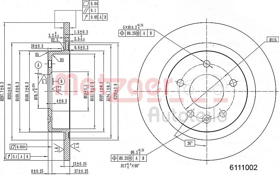 Metzger 6111002 - Brake Disc autospares.lv