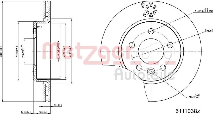 Metzger 6111038 - Brake Disc autospares.lv