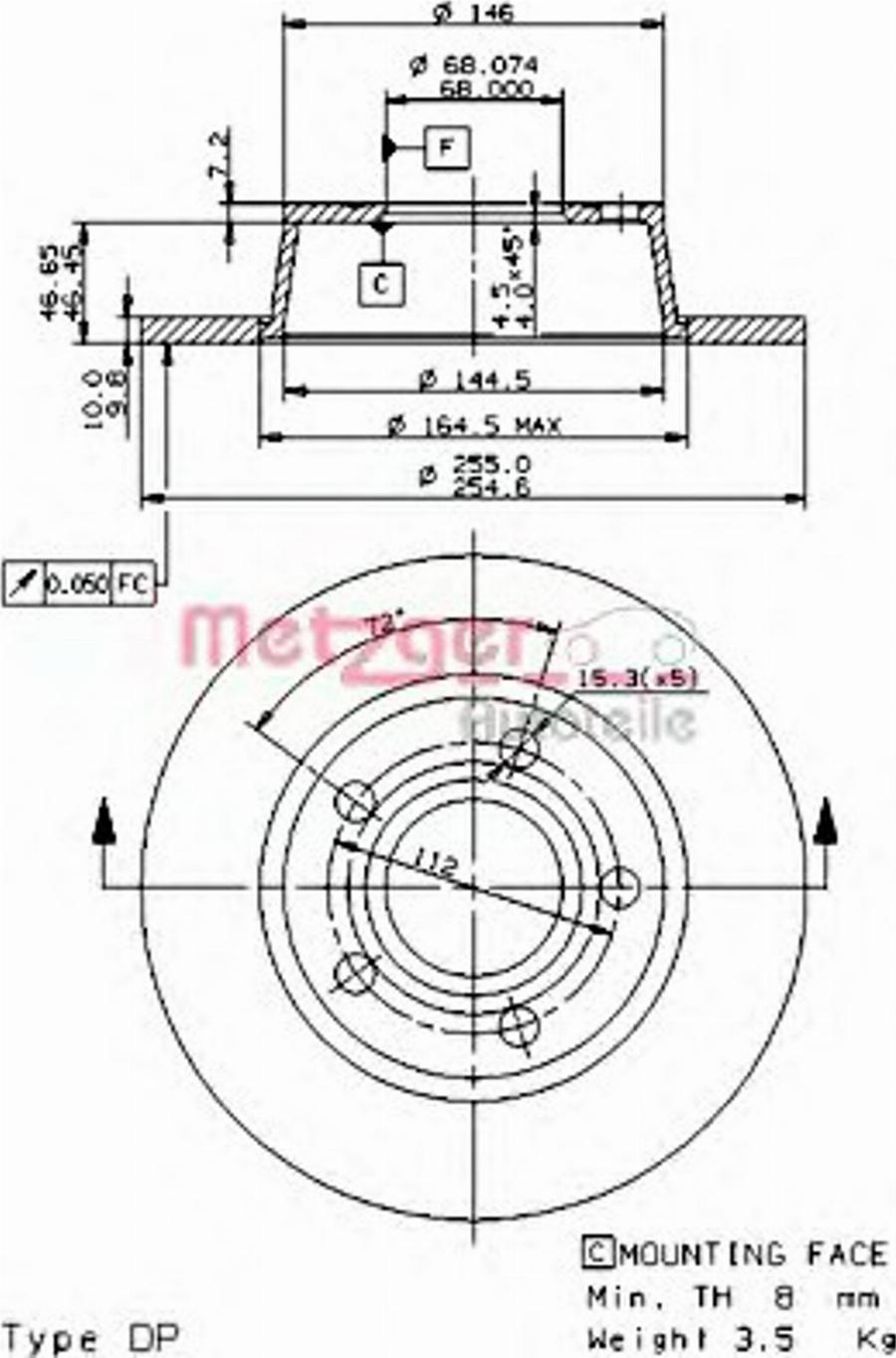 Metzger 14844V - Brake Disc autospares.lv