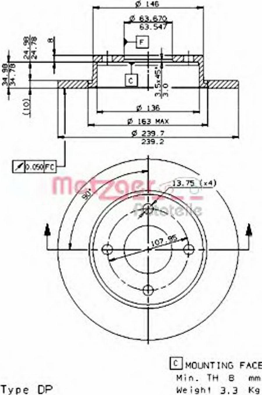 Metzger 14223E - Brake Disc autospares.lv