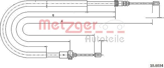 Metzger 10.6034 - Cable, parking brake autospares.lv