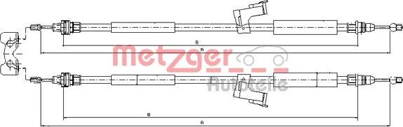 Metzger 10.8225 - Cable, parking brake autospares.lv