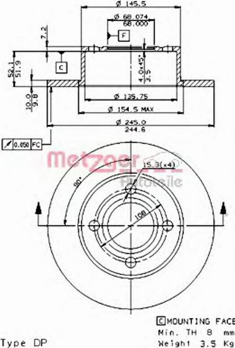 Metzger 10217E - Brake Disc autospares.lv