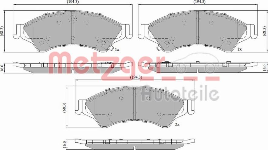 Metzger 1170946 - Brake Pad Set, disc brake autospares.lv